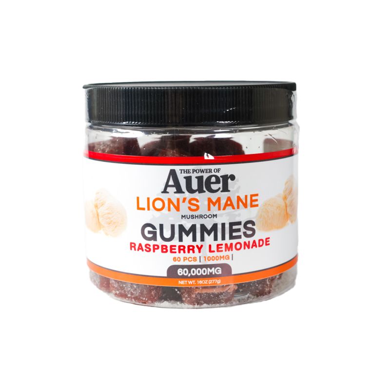 Lion's Mane (Hericium erinaceus) Mushroom Raspberry Lemonade Vegan Gummy